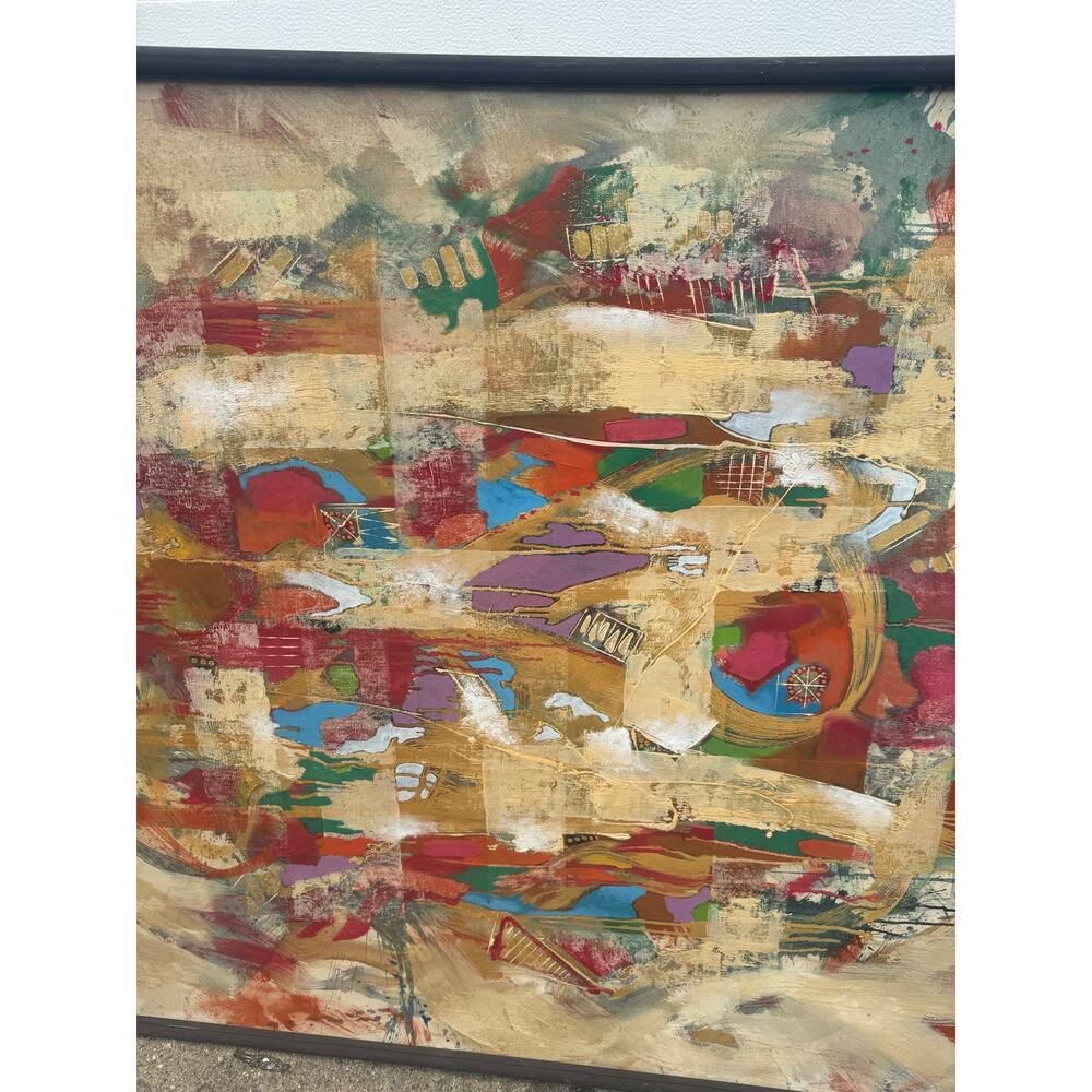 Original Signed Wayan Cameng Bali Artist Large Abstract Mural 61X53" - Picture 4 of 14